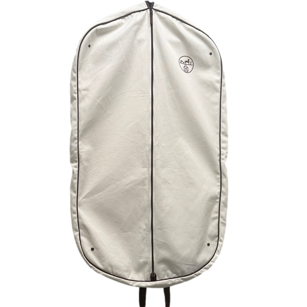 Hermès Canvas Garment Bag / Luxury Travel Dust Cover | Cream & Brown - Picture 2 of 8
